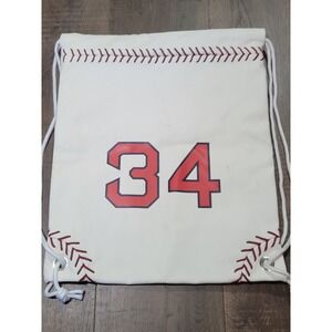 Zumer Sport Drawstring Backpack 34 Baseball‎ Stitch White Red Blue
